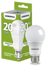 Лампа светодиодная A60 груша 20Вт 230В 4000К E27 GENERICA LL-A60-20-230-40-E27-G IEK