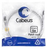 Патч-корд F/UTP. категория 5е. 2xRJ45/8p8c. экранированный. серый. LSZH. 2м 8872c Cabeus