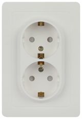 Розетка двойная с заземлением 2X2P+E Schuko со шторками, 16А-250В, IP20, СУ, белый Intro 7-208-01 Style Б0060625 ЭРА