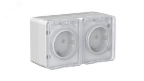 AtlasDesign PROFI IP54 открытой установки розетка двойная с з/к со шторками 16А, серый ATN543026 Systeme Electric