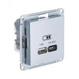 ATLASDESIGN USB РОЗЕТКА A + тип-C 45W высокоскор.заряд. QC,PD, механизм,АЛЮМИНИЙ ATN000329 Systeme Electric