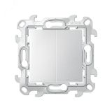 Двухклавишный выключатель 10AX 250В~ цвета алюминий S24 Harmonie 2450398-033 Simon