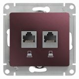 GLOSSA Розетка двойная компьютерная RJ45+RJ45 категория 5E механизм баклажановый GSL001185KK Systeme Electric