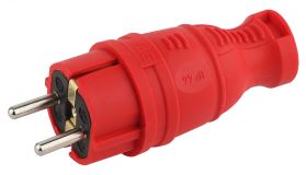 Вилка каучуковая з/з прямая 16A IP44 красная V8-RED-IP44 Б0044547 ЭРА