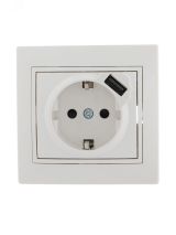 Розетка Мира с/з 16A с USB 2.1A скрытой установки белая 701-0202-181 Lezard