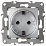 Розетка 2P+E Schuko, 16A-250В, б.л., Эра12, алюминий, 12-2001-03 Б0014683 ЭРА