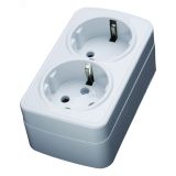 Розетка накладная двухместная,с/з, 250В, 16А, IP20, пластик АВS,белая, серия Basic, Srekker 39034 STEKKER