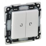 Valena LIFE IP44 Переключатель двухклавишный 10АХ 250В с подсветкой С лицевой панелью Белый 752159 Legrand