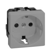 Розетка 2P+E Schuko со шторками, винтовой зажим, 16А 250В, S27, серый 27472-67 Simon