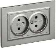BRITE Розетка 2-местная без заземления без защитных шторок 10А в сборе РС12-2-БрС сталь IEK BR-R20-10-K46-F IEK