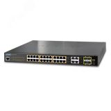 Коммутатор управляемый PoE 24 порта 10/100/1000 Мб/с, 4хSFP/RJ45, 52 Вт 1000467370 PLANET