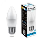Лампа светодиодная LED 9вт Е27 дневной матовая свеча 25938 FERON