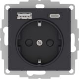 РОЗЕТКА 16А c 2 USB A+С, мех, КАРБОН ATN001032 Systeme Electric