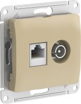 GLOSSA РОЗЕТКА двойная ТВ + компьютерная RJ45, кат. 5Е, ТИТАН GSL000489 Systeme Electric