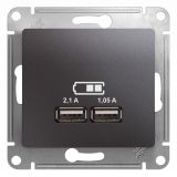 Розетка GLOSSA USB 5В/2100мА 2х5В/1050мА механизм графит GSL001333 Systeme Electric