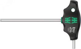 Отвёртка шестигранная 454 Hex-Plus HFс Т-образной рукояткой с функцией фиксации крепежа 6 x 150 мм с дополнительным коротким рабочим концом WE-023347 Wera