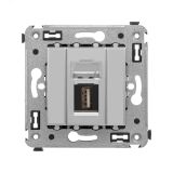 Avanti USB 2.0 розетка одинарная в стену, тип А-А, Закаленная сталь 4404403 DKC