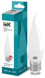 Лампа светодиодная LED 5вт Е27 белый матовая свеча на ветру ECO