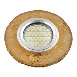 DLS-L150 GU5.3 GLASSY/YELLOW Светильник декоративный встраиваемый, серия Luciole. Без лампы, цоколь GU5.3. Доп. светодиодная подсветка 3Вт. Стекло. Зеркальный/светло-желтый. ТМ Fametto UL-00003906 Uniel