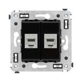 Avanti Компьютерная розетка RJ-45 без шторки в стену, кат.5e двойная экранированная,  Черный квадрат 4402764 DKC