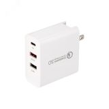 Устройство сетевое зарядное для iPhone, iPad 2xUSB+USB Type-С, переход+адап, 48W белое, 18-2214 REXANT