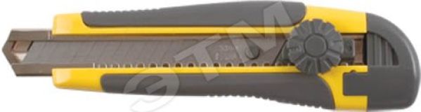 Нож технический 18 мм усиленный прорезиненный, вращ.прижим, лезвие 15 сегментов 10255 FIT