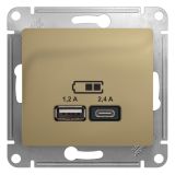 GLOSSA USB РОЗЕТКА A+С, 5В/2,4А, 2х5В/1,2 А, механизм, ТИТАН GSL000439 Systeme Electric
