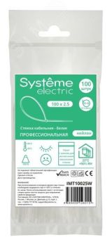 Стяжка кабельная MultiSet 100х2.5 Белая (100шт) IMT10025W Systeme Electric