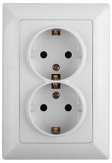 Розетка 2X2P+E Schuko, 16А-250В, СУ, Solo, белый, 4-205-01 Б0043333 ЭРА