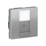 Розетка UNICA MODULAR компьютерная RJ45 одиночная категория 5е UTP 2 модуля алюминий