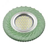 DLS-L137 GU5.3 GLASSY/GREEN Светильник декоративный встраиваемый, серия Luciole. Без лампы, цоколь GU5.3. Доп. светодиодная подсветка 3Вт. Стекло. Зеркальный/светло-зеленый. ТМ Fametto UL-00003867 Uniel