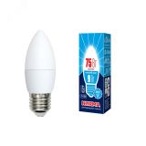 Лампа светодиодная LED-C37-9W/NW/E27/FR/NR Форма свеча, матовая. Серия Norma. Белый свет (4000K). Картон. ТМ Volpe UL-00003806 Uniel
