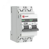 Автоматический выключатель 2P 20А (C) 6кА ВА 47-63 DC EKF PROxima mcb4763-DC-2-20C-pro EKF