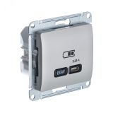 GLOSSA USB розетка тип-C 65Вт высокоскор.заряд. QC, PD, механизм, платина GSL001227 Schneider Electric