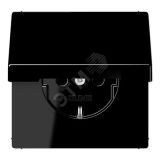 Штепсельная розетка SCHUKO одинарная, с заземлением, с откидной крышкой, 16A, 250В  (механизм + накладка, без рамки). Серия LS990  Материал- дуропласт  Цвет- черный LS1520KLSW JUNG