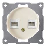 Розетка двойная компьютерная RJ45 кат.5e, цвет бежевый (серия Florence) 2172795 OneKeyElectro