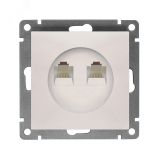 Розетка компьютерная двухместная UNIVersal серия Афина с/у, 1А, RJ45, жемчуг (еврослот), механизм A1086-OBr UNIVersal