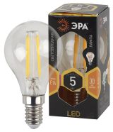 Лампа светодиодная филаментная F-LED P45-5W-827-E14 (филамент, шар, 5Вт, тепл, E14 (25/50/3000) Б0019006 ЭРА