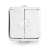 Выключатель двухклавишный наружный Клио 10А IP44 белый К2223 UNIVersal