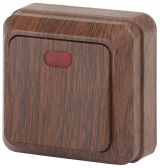 Выключатель Intro Quadro 2-102-10 одноклавишный с подсветкой, 10А-250В, IP20, ОУ, венге Б0053745 ЭРА