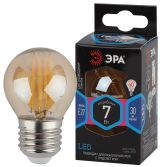 Лампа светодиодная F-LED P45-7W-840-E27 gold (филамент, шар золот, 7Вт, нейтр, E27) (10/100/3600) Б0047019 ЭРА