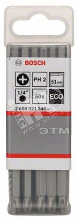 Бита PH2 51мм ECO (60шт) 2608521246 BOSCH
