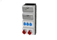 Комбинация розеток , Вход М40, клеммы, УЗО 4P/63A/30mA, 2xCEE32A5p, 3xSchuko16A, IP44. 00-00033754 INPIN