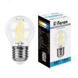 Лампа светодиодная LED 15вт Е27 дневной шар FILAMENT 38254 FERON
