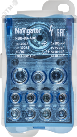 Блок распределительный на DIN-рейку,РБ-400,Navig. 20309 Navigator Group