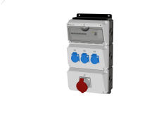 Комбинация розеток , Вход М40, клеммы, УЗО 4P/63A/30mA, 1xCEE32A5p, 3xSchuko16A, IP44. 00-00033749 INPIN