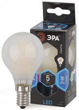 Лампа светодиодная филаментная F-LED P45-5W-840-E14 frost (филамент, шар мат., 5Вт, нейтр, E14 (10/100/3000) Б0027930 ЭРА