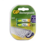 Аккумулятор перезаряжаемый GP 75AAAHC AA, емкость 750 мАч - 2 шт. в клемшеле 8471 GP