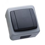 Выключатель одноклавишный IP55 герметичный серый (пружинный зажим) 36064101 Makel