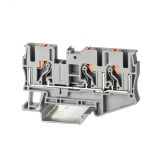 Клемма проходная, зажим push-in, 3 точки подключения, 6 кв.мм, серая VPR-6-TWIN-GY DKC
